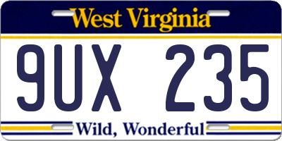 WV license plate 9UX235