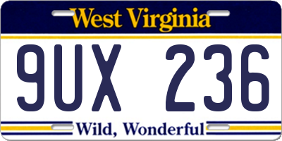 WV license plate 9UX236