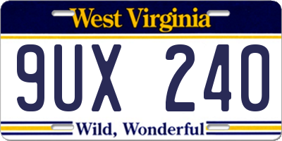 WV license plate 9UX240