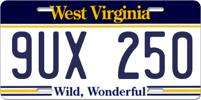 WV license plate 9UX250