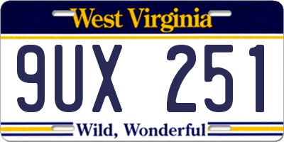 WV license plate 9UX251