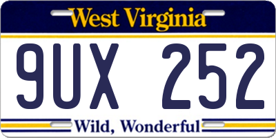 WV license plate 9UX252