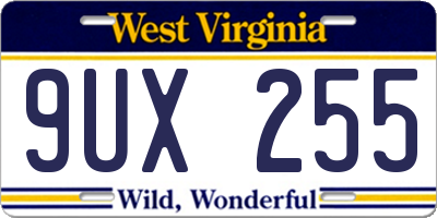 WV license plate 9UX255