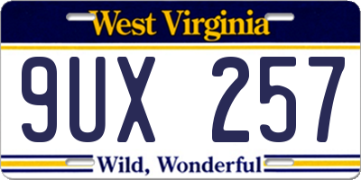 WV license plate 9UX257