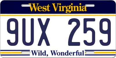 WV license plate 9UX259