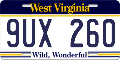 WV license plate 9UX260