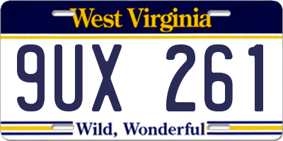 WV license plate 9UX261