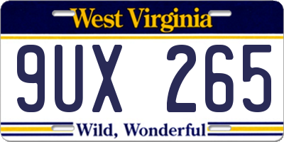 WV license plate 9UX265