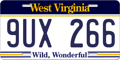 WV license plate 9UX266