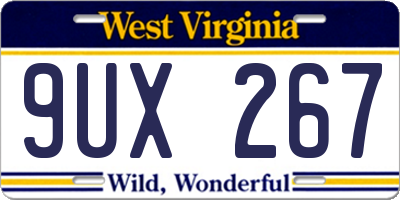 WV license plate 9UX267