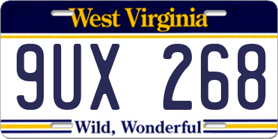 WV license plate 9UX268