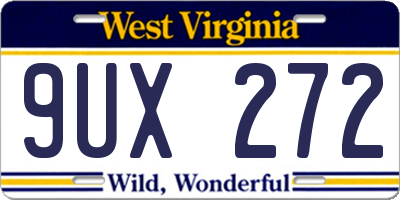 WV license plate 9UX272