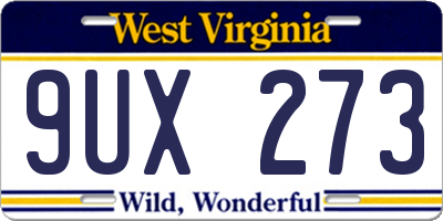 WV license plate 9UX273