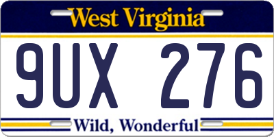 WV license plate 9UX276