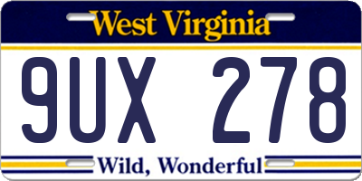 WV license plate 9UX278