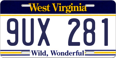 WV license plate 9UX281