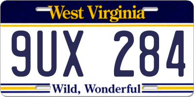 WV license plate 9UX284