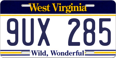 WV license plate 9UX285