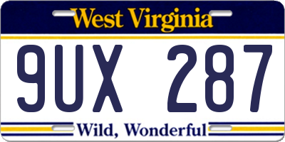 WV license plate 9UX287