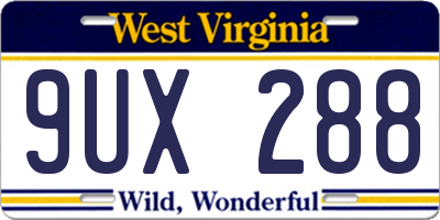 WV license plate 9UX288