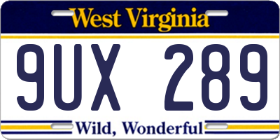WV license plate 9UX289