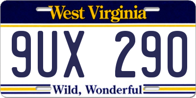 WV license plate 9UX290