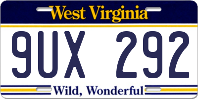 WV license plate 9UX292