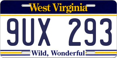 WV license plate 9UX293