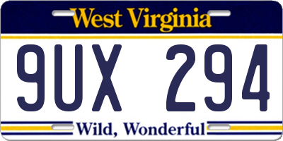 WV license plate 9UX294