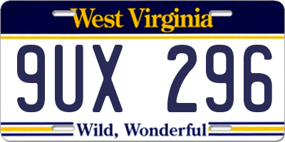 WV license plate 9UX296