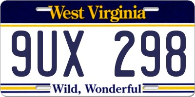 WV license plate 9UX298