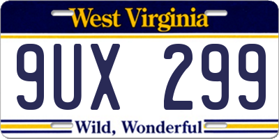 WV license plate 9UX299