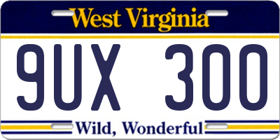 WV license plate 9UX300