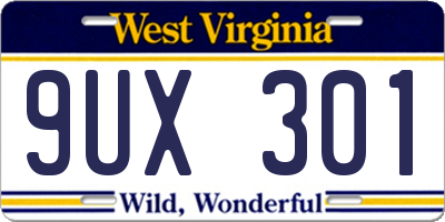 WV license plate 9UX301