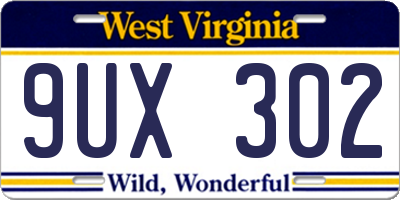 WV license plate 9UX302