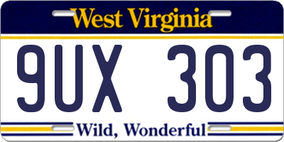 WV license plate 9UX303