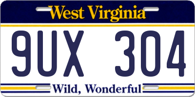 WV license plate 9UX304