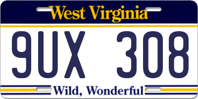 WV license plate 9UX308