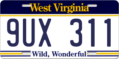 WV license plate 9UX311