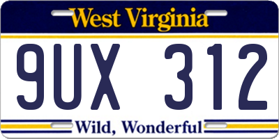 WV license plate 9UX312