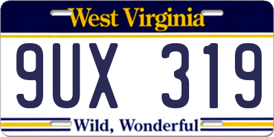 WV license plate 9UX319