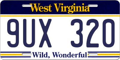 WV license plate 9UX320