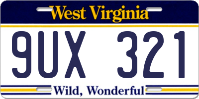 WV license plate 9UX321