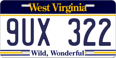 WV license plate 9UX322