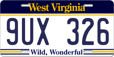 WV license plate 9UX326