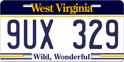 WV license plate 9UX329