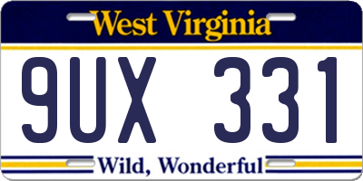 WV license plate 9UX331
