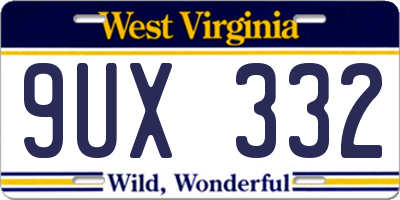 WV license plate 9UX332