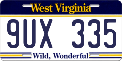 WV license plate 9UX335