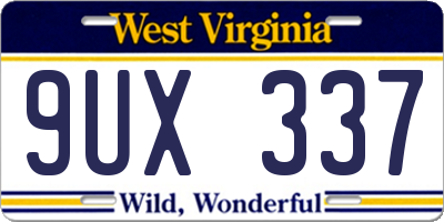 WV license plate 9UX337
